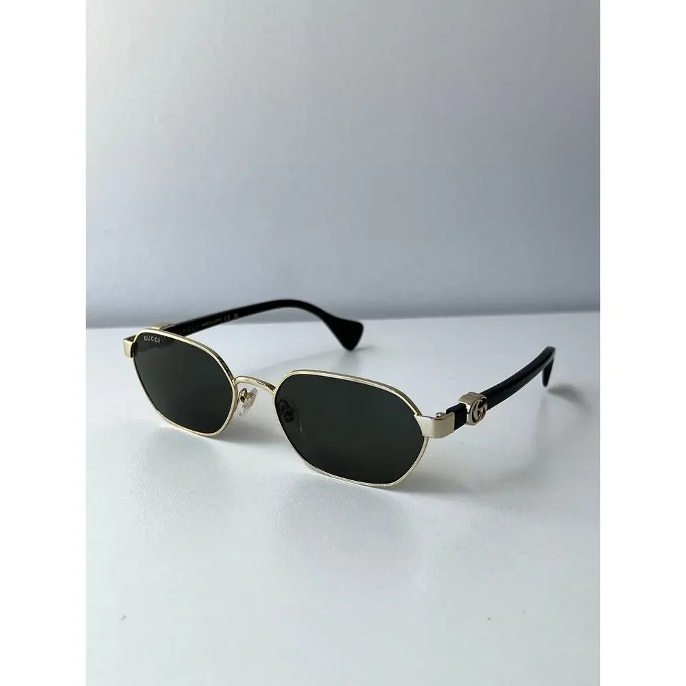 NEW Gucci GG1593S Gold Dark Grey Metal Sunglasses